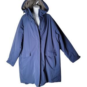 Duluth Trading Co 3X Blue Hooded Quilted Lined Winter Coat Parka Jacket Plus Sz